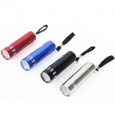 Mini 9 LED Aluminum Flashlights And Wrist Strap